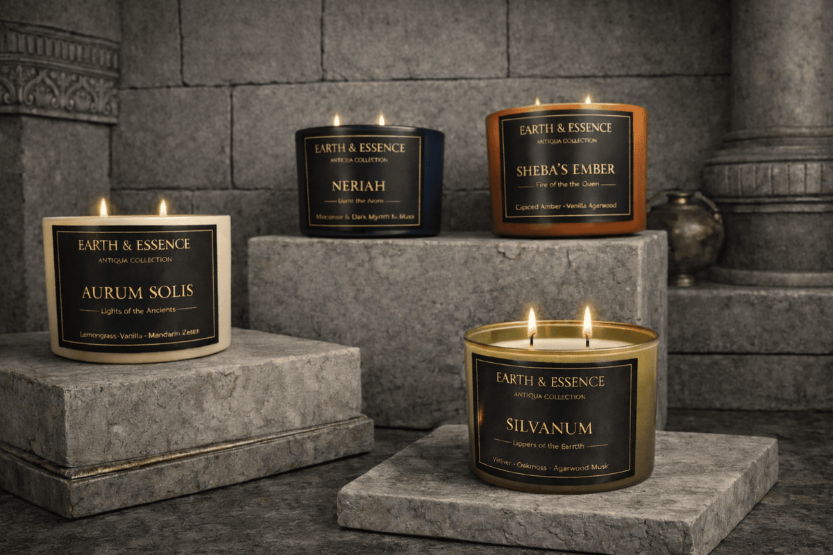 Antiqua Candle Collection - Ancient Rituals and Timeless Heritage - Earth & Essence